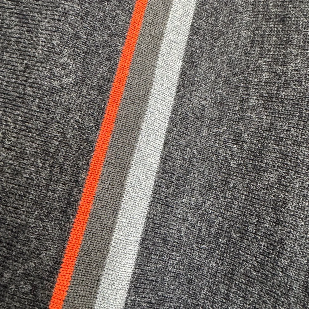 Banana Republic Merino Wool Sweater EUC Gray Crewneck Orange Stripe